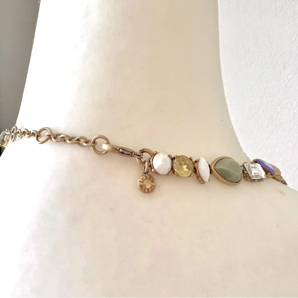 J. CREW Statement Necklace Multi Colored Stones Rhines…